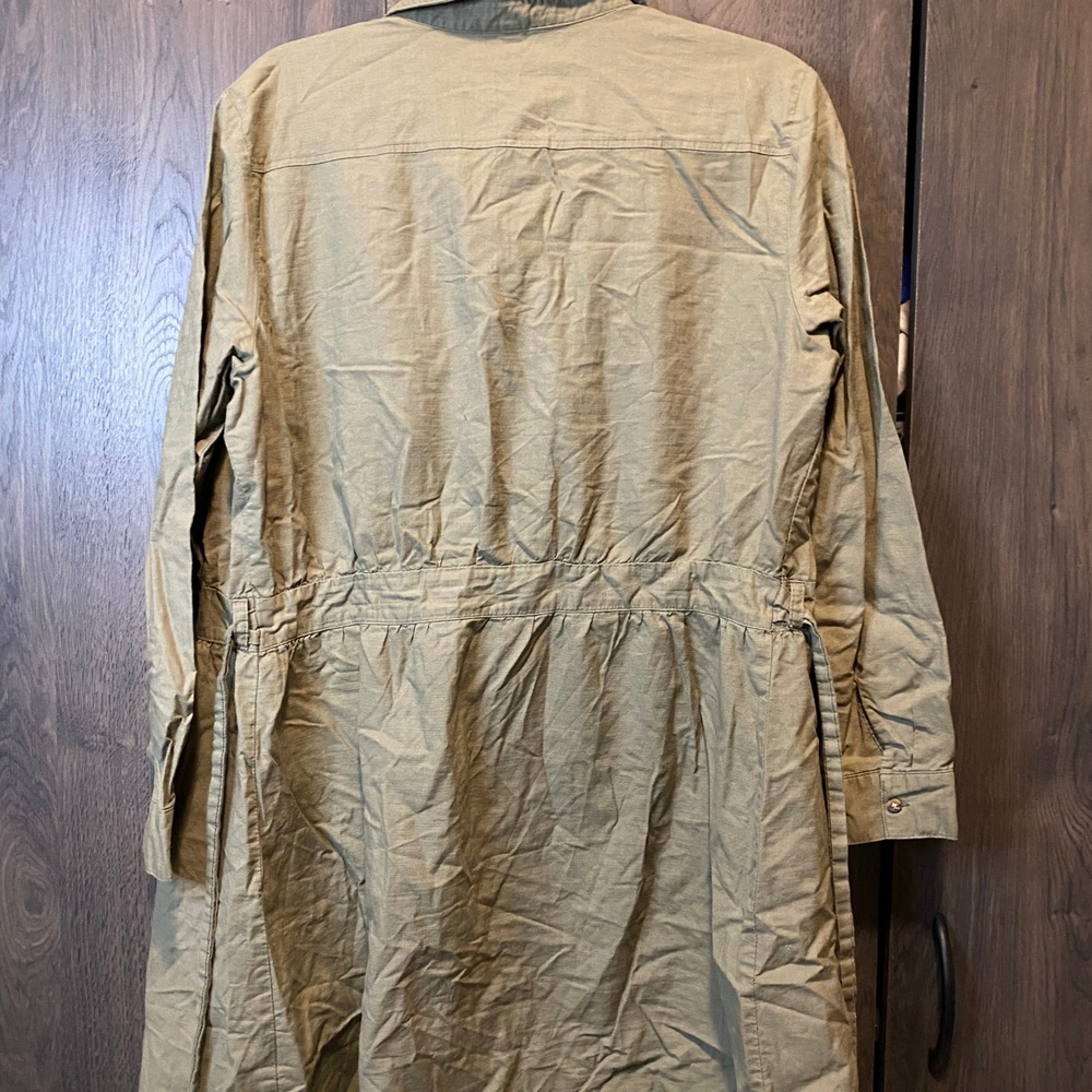 HM Divided Olive Green‎ Utility Shirt Dress Cotton Long Sleeve Button Down L - Picture 5 of 7